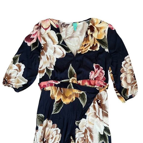 Anthropologie Farm Rio Layla Floral Ruffle Maxi Wrap Dress Size XXS Petite - Picture 3 of 14